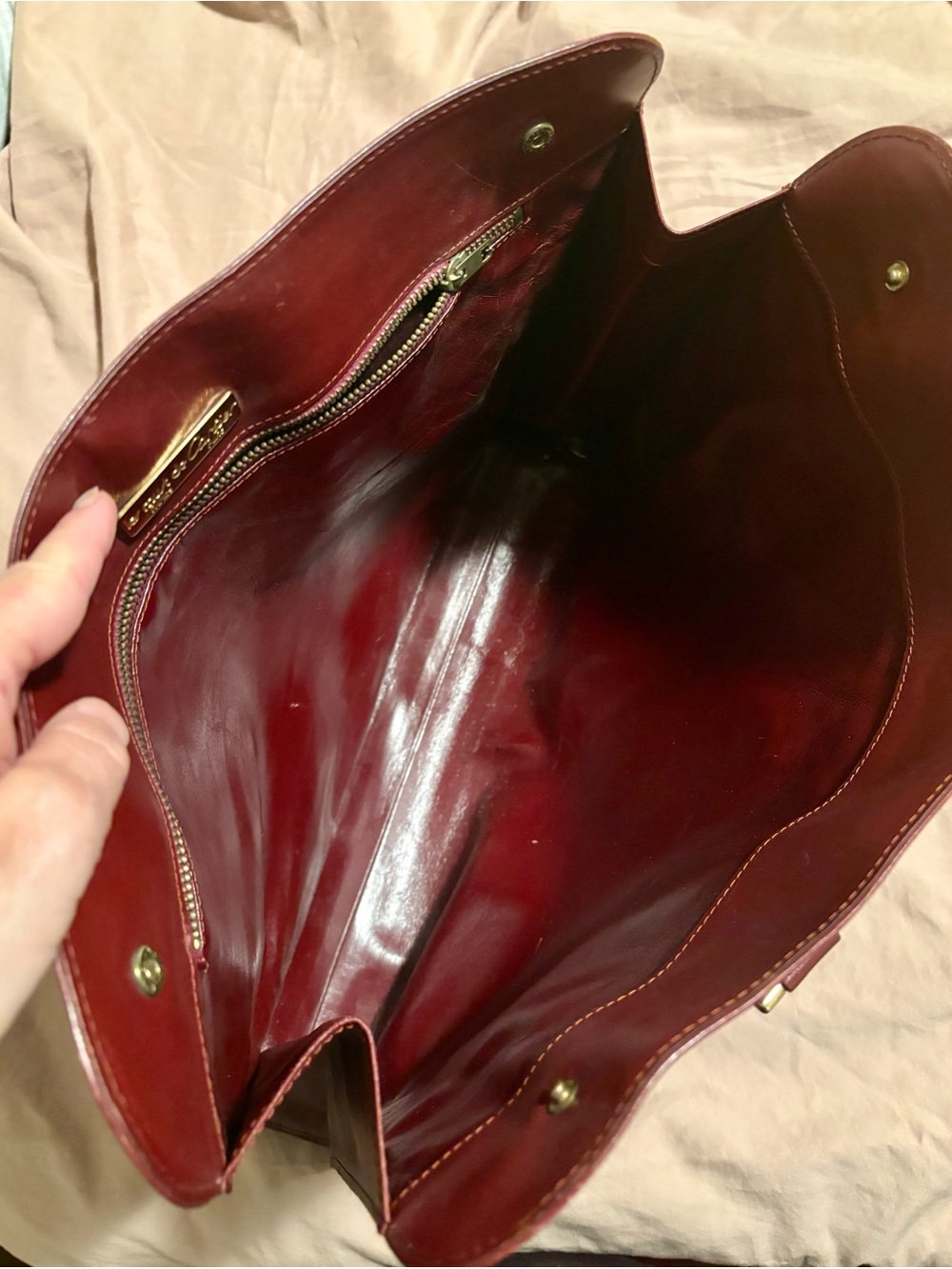 Vintage 1970s Les Must de Cartier Bordeaux Leather Tote Bag Double C Paris - Picture 8 of 11